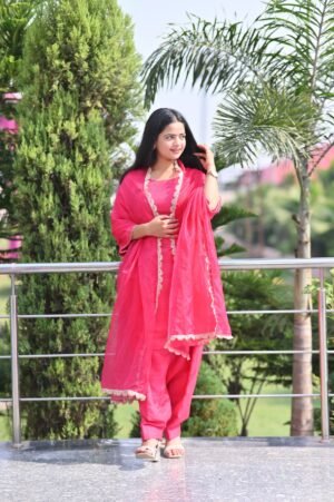 Pink Raw Silk Suit Set