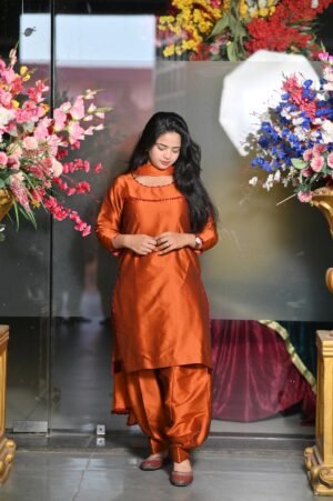 Copper Glow Silk Suit Set